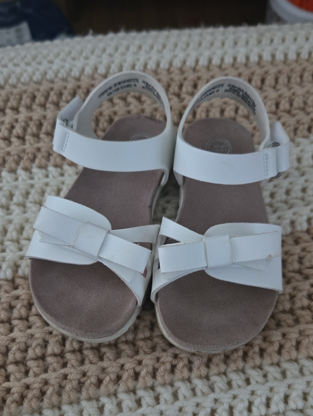wonder nation White Bow Strap Sandals for Girls